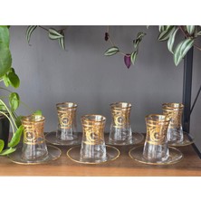 Konyax Mihra Gerçek Altın Işlemeli El Işçiliği Çay Seti 6 Kişilik