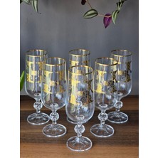 Konyax Horse Mıx 180 cc Kahve Yanı Kristal Bardak 6'lı 24K El Işçiliği Gerçek Altın Işlemeli