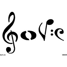 Airbrush Tattoo Müzik ve Aşk Yapışkanlı Stencil Süsleme ve Boyama Kalıbı