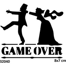 Airbrush Tattoo Oyun Bitti Evlilik Yapışkanlı Stencil Süsleme ve Boyama Kalıbı Stencil Kalıp