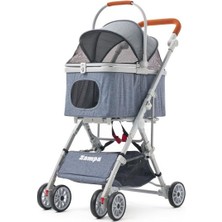 Zampa Move Kedi & Köpek Arabası Gri - 15 kg Kapasiteli Şık ve Konforlu Puset