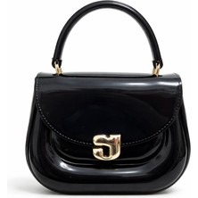 Zerva Queen Parlak Rugan  Kadın El Çantası – Gold Aksesuarlı Canlı & Modern Mini Çanta