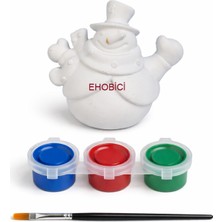 Ehobici Taş Boyama Seti Kardan Adam 3 Renk Akrilik Boya 5ml + Fırça