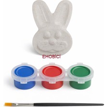Ehobici Taş Boyama Seti Tavşan 3 Renk Akrilik Boya 5ml + Fırça