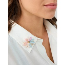 Aylis Renkli Çiçek Parlak Taşlı Broş