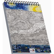 Hype Store Retronote The Starry Night, Van Gogh 1889, A5 Eskiz Defter I, Çizgisiz, 100 Sayfa, 100 Gram, Beyaz R