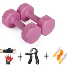 Besinistanbul PSSPOR 2 x 1 Pembe Renk Dambıl Set + Ayarlanabilir El Yayı + Atlama Ipi + Body Eldiveni