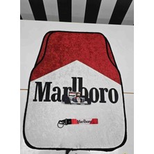 Şimika Marlboro Desen Kaymaz Taban Dekoratif Oto Halı Paspas Üniversal Yıkanabilir Her Araca Uyumlu(Kancalı Kumaş Anahtarlık Hediyeli)