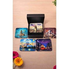 Upeka 5'li Istanbul Temalı Özel Tasarım Hediyelik Koleksiyonluk Magnet Set Kutulu 5cm