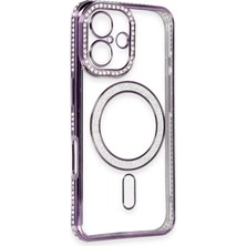 Sh Ticaret Newface Iphone 16 Kılıf Joke Simli Magneticsafe Kılıf - Derin Mor