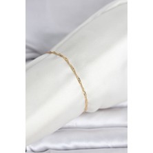 Mç Plus cm 14K Gold Renk Ezme Burgu Zincir Model Kadın Bileklik