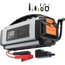 WİderMarkt Akü Takviye,hava Kompresörü 4’ü 1 Arada–dijital Ekranlı,powerbank,led Fenerli Araç Acil Durum Cihazı