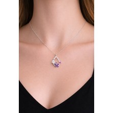 BG Jewellery Renkli Manolya Çiçeği 925 Ayar Gümüş Kolye