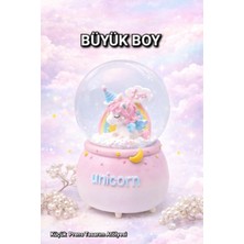 Yağmur Kar Küresi Büyük Boy Otomatik Işıklı Unicorn Müzikli Kar Püskürtmeli Çocuk Odası Arkadaş Sevgililer Günü Hediye