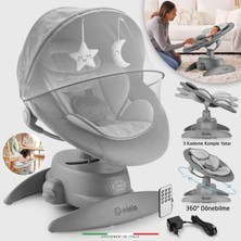 Elele Roma Lüks Elektrikli Otomatik Sallanan Ana Kucağı  360° Dönebilen Kademeli Antrasit