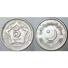 Banknoting Pakistan 5 Rupi 2002 Ay Yıldızlı.