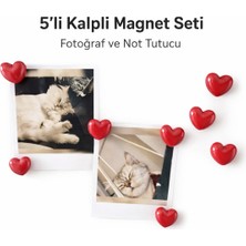 MisterionStudio 5'li Kalpli Magnet Seti – Fotoğraf ve Not Tutucu, Buzdolabı Süsü, Güçlü Mıknatıs, Dekoratif Magnet