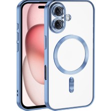 Case 4u Apple Iphone 16  Kılıf Kamera Korumalı M-Safe Wireless Şarj Özellikli Demre Kapak Sierra Mavi