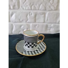 Konyax 6 Kişilik Kahve Seti Çift Desen