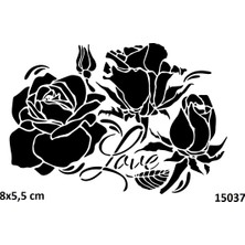 Airbrush Tattoo Love Gül Yapışkanlı Stencil Süsleme ve Boyama Kalıbı