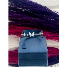 Livora Jewelry 925 Ayar Gümüş Mineli Kelebek Desenli Popüler Kadın Bileklik