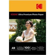 Kodak 10x15 cm Parlak Fotoğraf Kağıdı 260 gr Ultra Premium Kalite 100 Sayfa Yazıcı Uyumluluğu