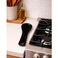 Kitchen Pembelia Siyah Seramik Tezgah Üstü Kirli Kaşık Altlığı Kirli Kaşıklık Kepçe Altlığı