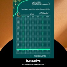 Navlu Store Ramazan Imsakiyesi - 170 gr - A4 Boyut Kişiye Özel Isimli & Logolu 100 Adet Yeşil-Turkuaz