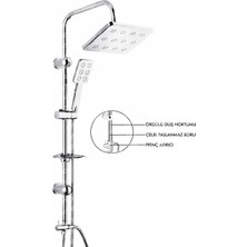 Efe Avm Robot Duş Seti Krom Dikdörtgen Çok Fonksiyonlu Yağmur Robot Duş Sistemi ( Lisinya )