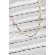 Pazarcan cm 14K Gold Renk Lazerli Zincir Model Kadın Kolye