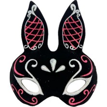 Kaia Life Siyah Süet Tavşan Maskesi Simli