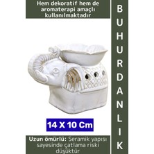 Wintoup Dekoratif Hediye Aromaterapi Meditasyon Tütsülük Şık Seramik Fil Tasarımlı Buhurdanlık 14 x 10 cm