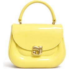 Zerva Queen Parlak Rugan Kadın El Çantası – Gold Aksesuarlı Canlı & Modern Mini Çanta