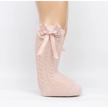 Bebeva Baby Kız Bebek Fiyonk Detaylı Pamuklu Ajurlu Premium Dizaltı Katamino Golf Çorap