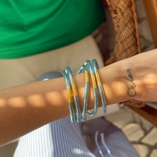 Alice İsstanbul Mavi Plastik Simli Bilezik Seti