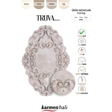 Karmen Halı Truva 8362 Özel Kesim Bej Halı Gri Detaylı Kalın Akrilik Tozuaz Modern Salon Halısı Koridor