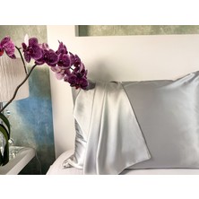 ICON SILK 'Sleep & Glow' %100 Saf Ipek Fermuarlı Yastık Kılıfı 1 Adet (Gümüş Grisi)
