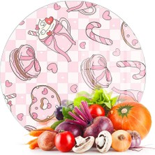 Decovetro Cam Kesme Tahtası ve Sunumluk Yuvarlak Love Serisi Sugar Desenli 30 x 30 cm