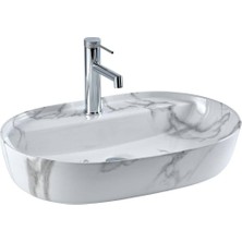 Lena - Tezgah Üstü Porselen Lavabo Mermer Desenli Outlet - E-2114M1-