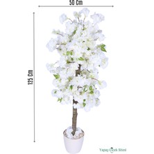 Yapay Çiçek Sitesi Yapay Premium Bahar Dalı Ağacı 125 cm Beyaz