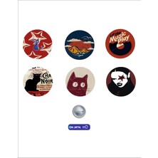 On Dijital Baskı Merkezi Kedi Temalı 6 Adet Rozet Seti