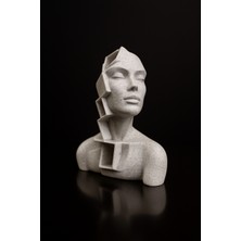 Todekora Modern Geometrik Büst Heykel Biblo | Beyaz Mermer Görünümlü Dekor Obje