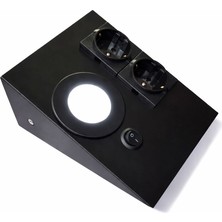 Lampist Tezgah Altı 2 Prizli, Düğmeli LED Aydınlatma Siyah Kasa Beyaz Işık