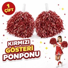 Magicool 1 Çift ( 2 Adet ) Kırmızı Renk 23 Nisan 19 Mayıs 29 Ekim Okul Gösteri Ponponları