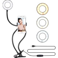 Katre46 LED Halka Işık, Tripodlu Selfie Lambası, Esnek Kollu
