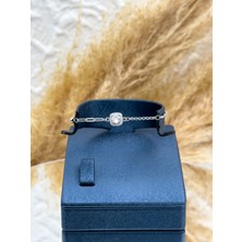Livora Jewelry 925 Ayar Gümüş Mozanit Taşlı Pırlanta Montür Kadın Bileklik – Işıltılı ve Zarif Tasarım