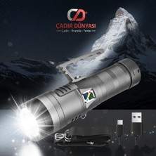 Çadır Dünyası GS-14950 Profesyonel Şarjlı El Feneri - 14.000 Lümen - Ek Mercek ile Ateş Yakabilen Extreme Güç