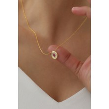 Sunshine 925 Ayar Gümüş Gold Kaplamalı Damla Tasarım Ruby Taşlı Kolye