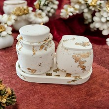 Celestia Altın Varak Detaylı Dekoratif Vanilya Kokulu Mum Set