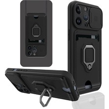 Genel Tedarik iPhone 14 Pro Kılıf Zuma Kartvizitli Yüzüklü Silikon - SIYAH-(5796) - EMTHBA9200-7239